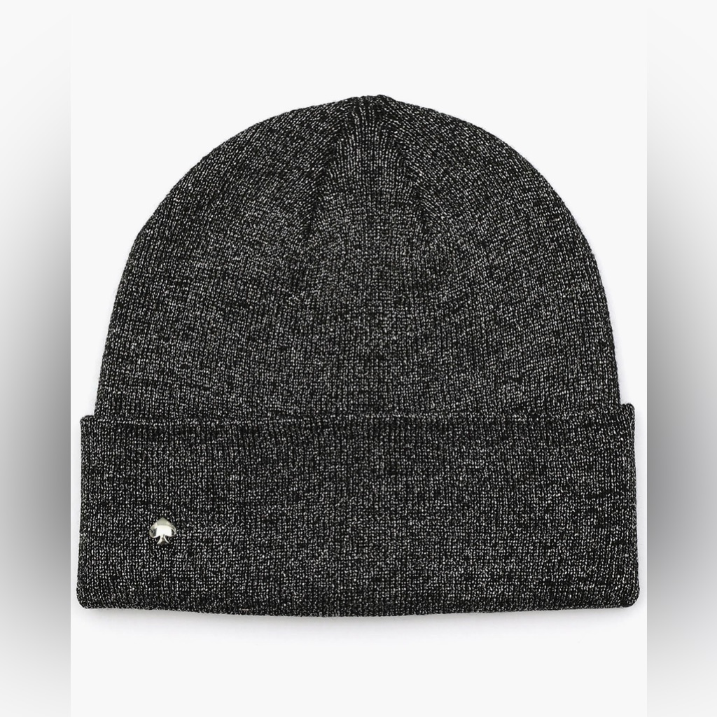 Kate Spade Metallic Beanie In Black